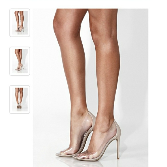 clear closed toe pumps